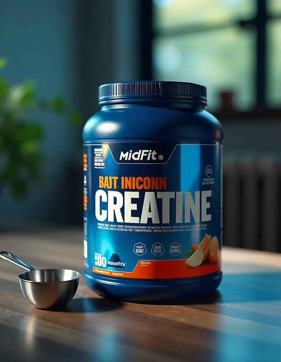 Bote de Creatina de la marca Midfit. Suplementación